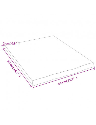 Piano Bagno 40x50x2 cm in Legno Massello Non Trattato