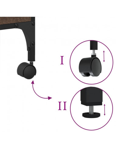 Carrello Cucina Rovere Marrone 60,5x31x72,5cm Legno Multistrato