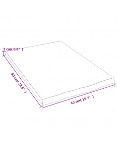 Piano Bagno 40x60x2 cm in Legno Massello Non Trattato