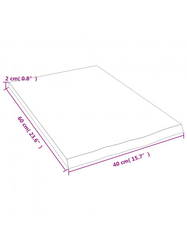 Piano Bagno 40x60x2 cm in Legno Massello Non Trattato