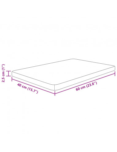 Piano Bagno 60x40x2,5 cm in Legno Massello Non Trattato