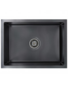 Lavello da Cucina Lavorato a Mano Nero in Acciaio Inox 2