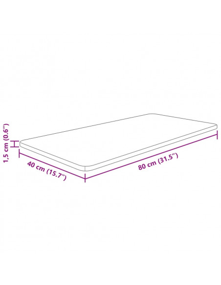 Piano Bagno 80x40x1,5 cm Legno Massello Non Trattato
