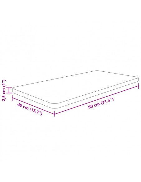 Piano Bagno 80x40x2,5 cm in Legno Massello Non Trattato