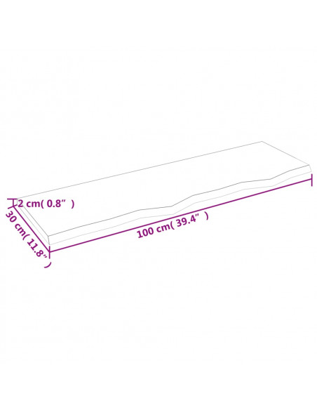 Piano Bagno Marrone Chiaro 100x30x2 cm Legno Massello Trattato
