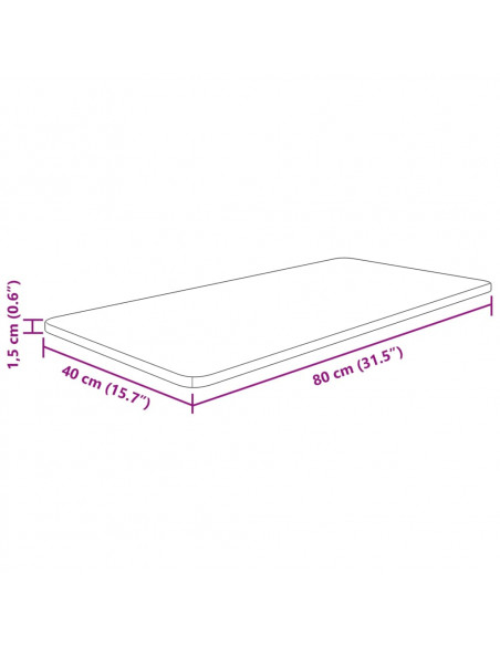 Piano Bagno Marrone Chiaro 80x40x1,5cm Legno Massello Trattato