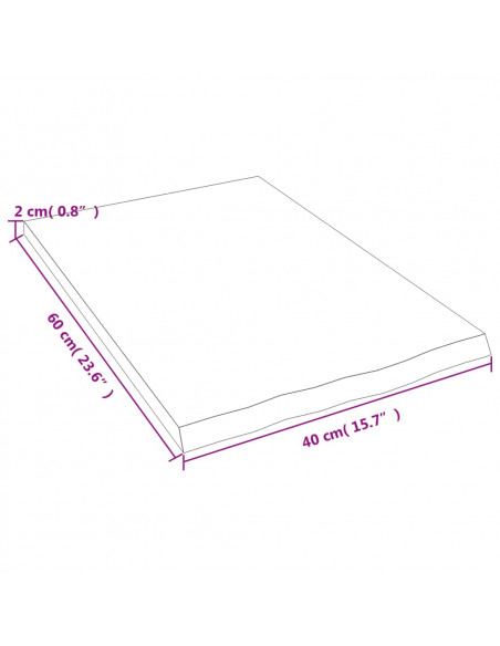 Piano Bagno Marrone Scuro 40x60x2 cm Legno Massello Trattato