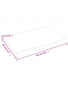 Piano Bagno Marrone Scuro 60x40x2 cm Legno Massello Trattato
