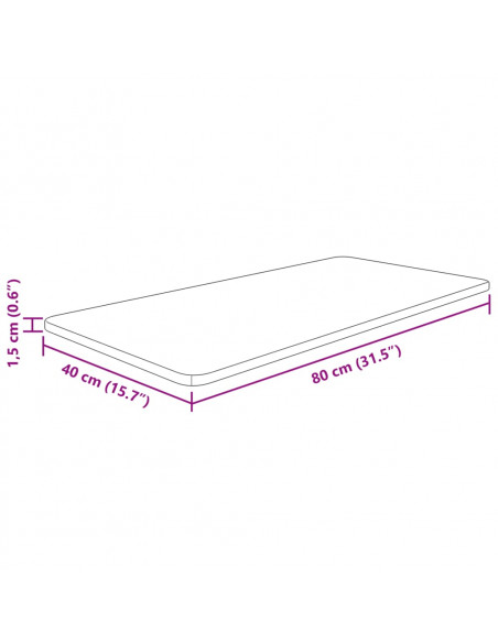 Piano Bagno Marrone Scuro 80x40x1,5cm Legno Massello Trattato