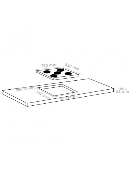 Piano Cottura in Ceramica 5 Zone e Controlli Touch 77 cm 8500 W
