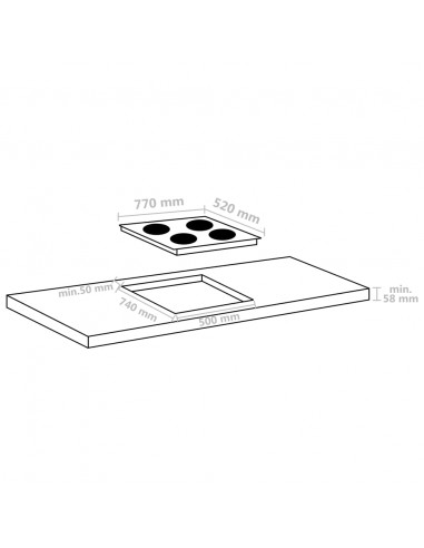 Piano Cottura Induzione 4 Zone Controlli Touch Vetro 77cm 7000W