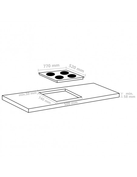 Piano Cottura Induzione 4 Zone Controlli Touch Vetro 77cm 7000W