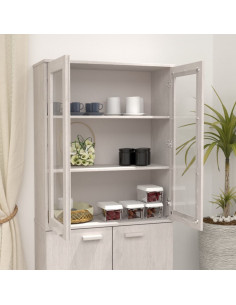 Piano Credenza HAMAR Bianco 85x35x100 cm Legno Massello di Pino