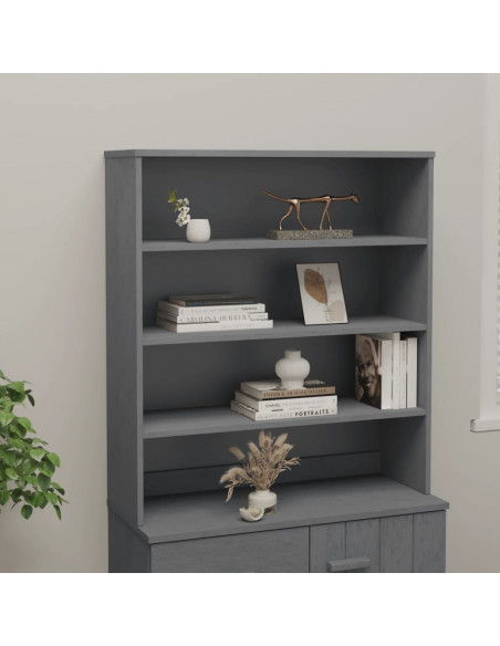 Piano Credenza HAMAR Grigio Scuro 90x30x100 cm Legno di Pino