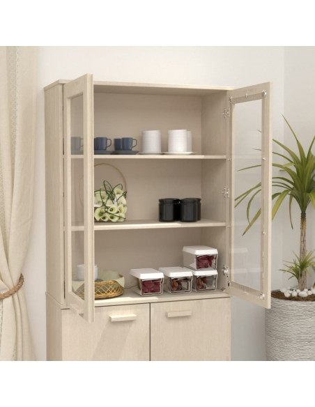Piano Credenza HAMAR Miele 85x35x100 cm Legno Massello di Pino
