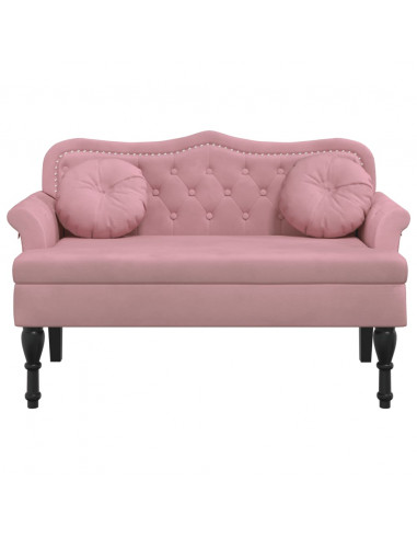 Panca con Cuscini Rosa 120,5x65x75 cm in Velluto