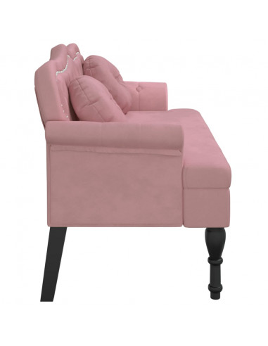Panca con Cuscini Rosa 120,5x65x75 cm in Velluto