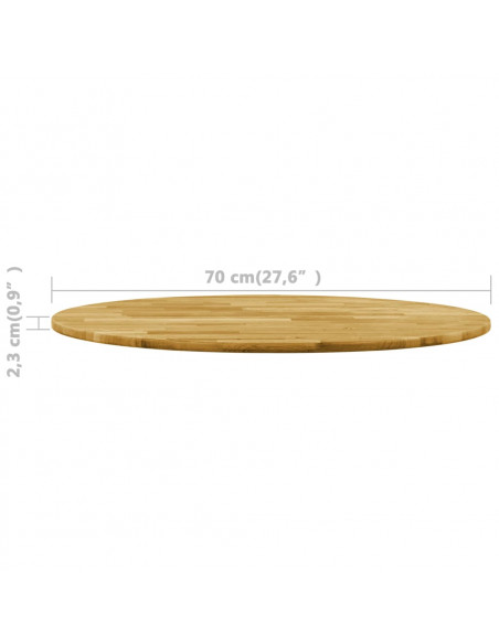Piano del Tavolo Legno Massello di Rovere Circolare 23mm 700mm