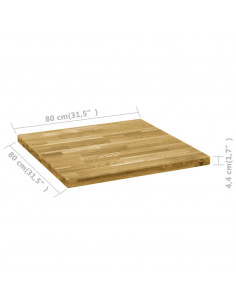 Piano del Tavolo Legno Massello di Rovere Quadrato 44mm 80x80cm