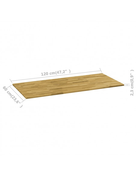 Piano del Tavolo Massello di Rovere Rettangolare 23mm 120x60 cm