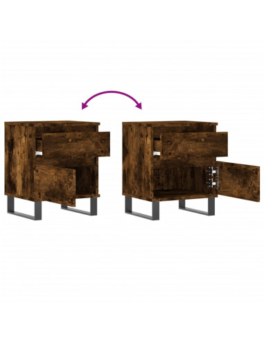 Comodino Rovere Fumo 40x35x50 cm in Legno Multistrato