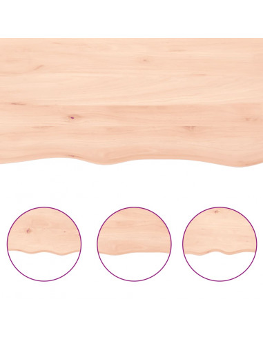 Piano per Tavolo 120x40x(2-6) cm Rovere Non Trattato Bordi Vivi