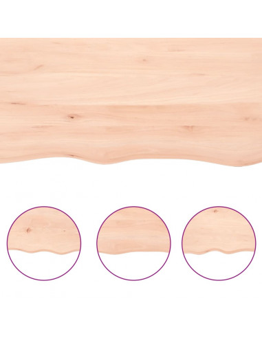 Piano per Tavolo 140x40x(2-4) cm Rovere Non Trattato Bordi Vivi