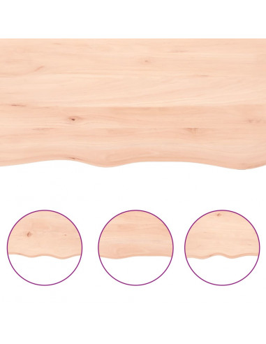Piano per Tavolo 140x40x(2-6) cm Rovere Non Trattato Bordi Vivi