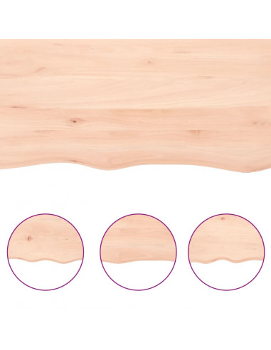 Piano per Tavolo 220x40x(2-6) cm Rovere Non Trattato Bordi Vivi