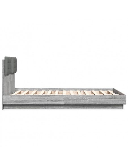 Giroletto con Testiera e LED Grigio Sonoma 135x190 cm