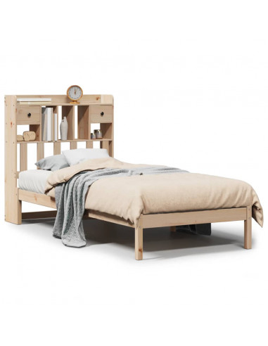 Letto Libreria senza Materasso 90x200 cm Legno Massello Pino