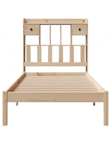 Letto Libreria senza Materasso 90x200 cm Legno Massello Pino