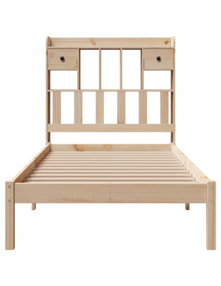 Letto Libreria senza Materasso 90x200 cm Legno Massello Pino