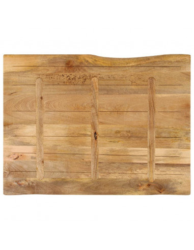 Piano per Tavolo 90x80x2,5cm Bordi Vivi in Legno Massello Mango