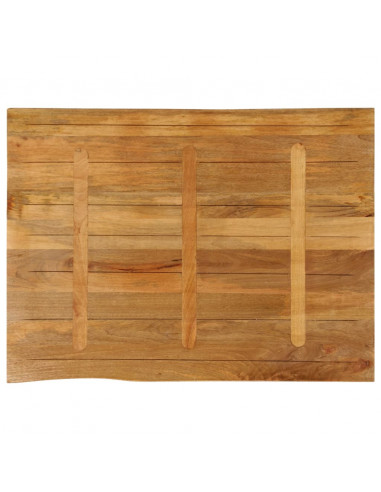 Piano per Tavolo 90x80x2,5cm Bordi Vivi in Legno Massello Mango