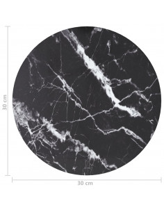 Piano per Tavolo Nero Ø30x0,8 cm Vetro Temperato Design Marmo