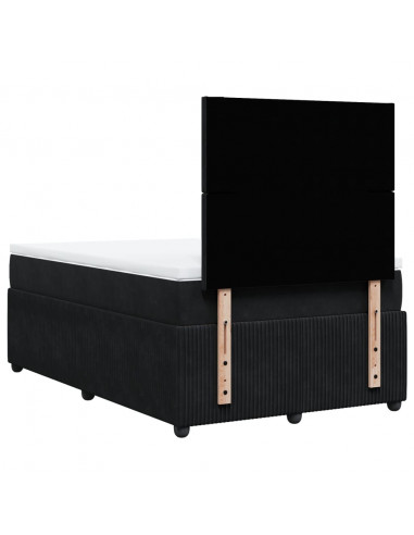 Giroletto a Molle con Materasso Nero 120x190 cm in Velluto