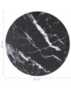 Piano per Tavolo Nero Ø60x0,8 cm Vetro Temperato Design Marmo