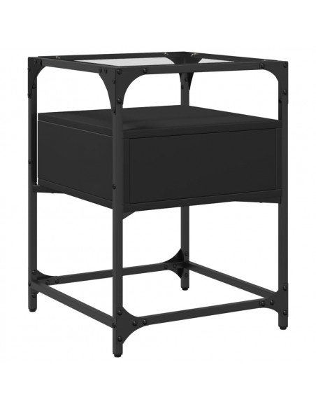 Comodini 2 pz Neri 40x40x55 cm in Legno Multistrato