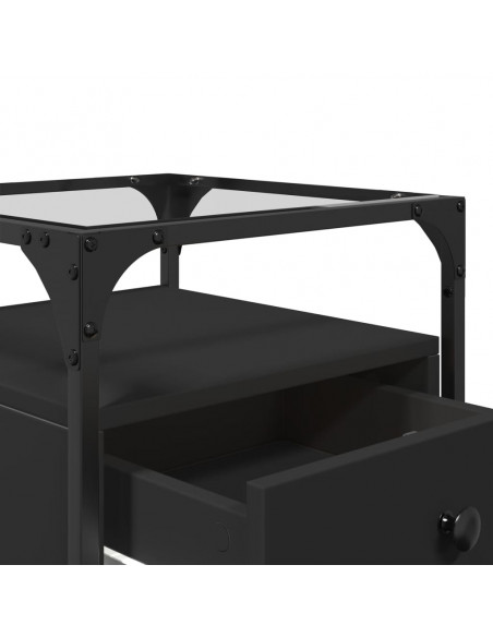 Comodini 2 pz Neri 40x40x55 cm in Legno Multistrato