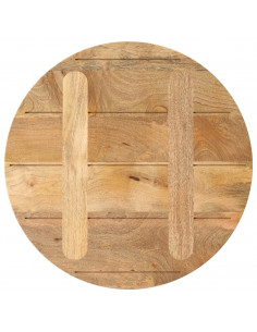 Piano per Tavolo Ø 60x3,8 cm Rotondo in Legno Massello di Mango