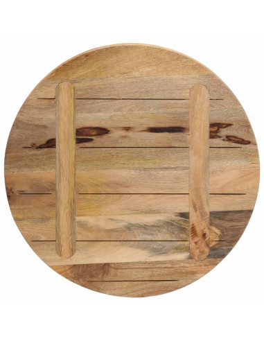 Piano per Tavolo Ø 60x3,8cm Rotondo Legno Massello Grezzo Mango