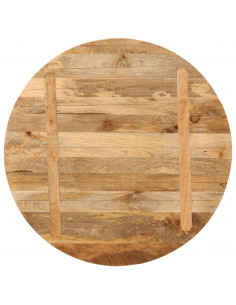 Piano per Tavolo Ø 80x2,5cm Rotondo in Legno Massello di Mango