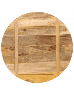 Piano per Tavolo Ø 90x3,8cm Rotondo Legno Massello Grezzo Mango