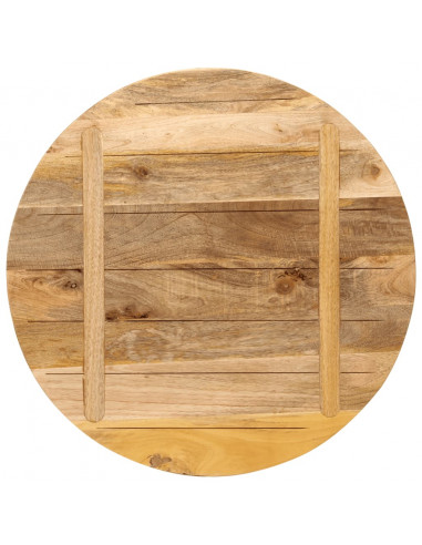 Piano per Tavolo Ø 90x3,8cm Rotondo Legno Massello Grezzo Mango