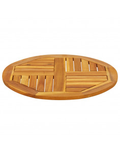 Piano per Tavolo Ø60x2 cm Rotondo in Legno Massello di Acacia