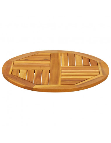 Piano per Tavolo Ø60x2 cm Rotondo in Legno Massello di Acacia