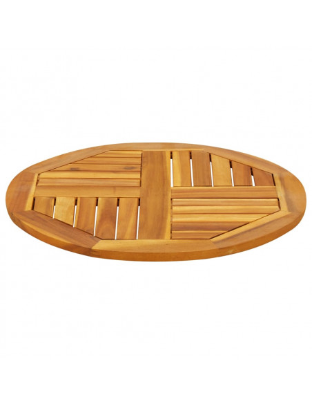 Piano per Tavolo Ø60x2 cm Rotondo in Legno Massello di Acacia