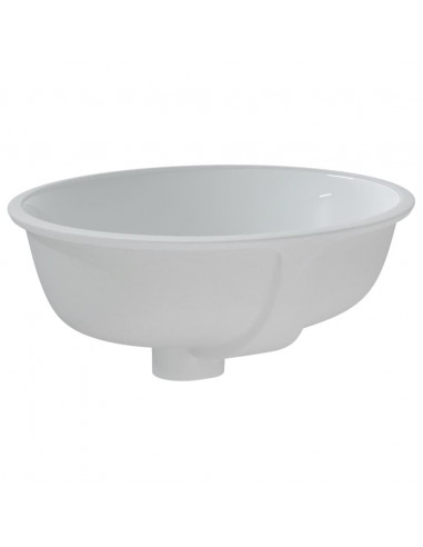 Lavandino da Bagno Bianco 38,5x33,5x19 cm Ovale in Ceramica