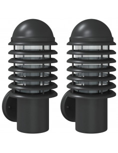 Applique da Esterno 2 pz Nere in Acciaio Inossidabile 2